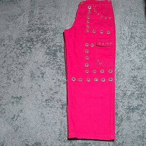 Hot Pink Grommet-Embellished Pants